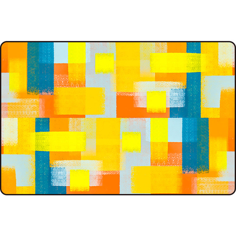Zwart en Geel Slaapkamer Tapijt Modern Abstract Schilderij Patroon Vloerkleed Polyester Wasbaar Tapijt