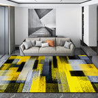 Zwart en Geel Slaapkamer Tapijt Modern Abstract Schilderij Patroon Vloerkleed Polyester Wasbaar Tapijt