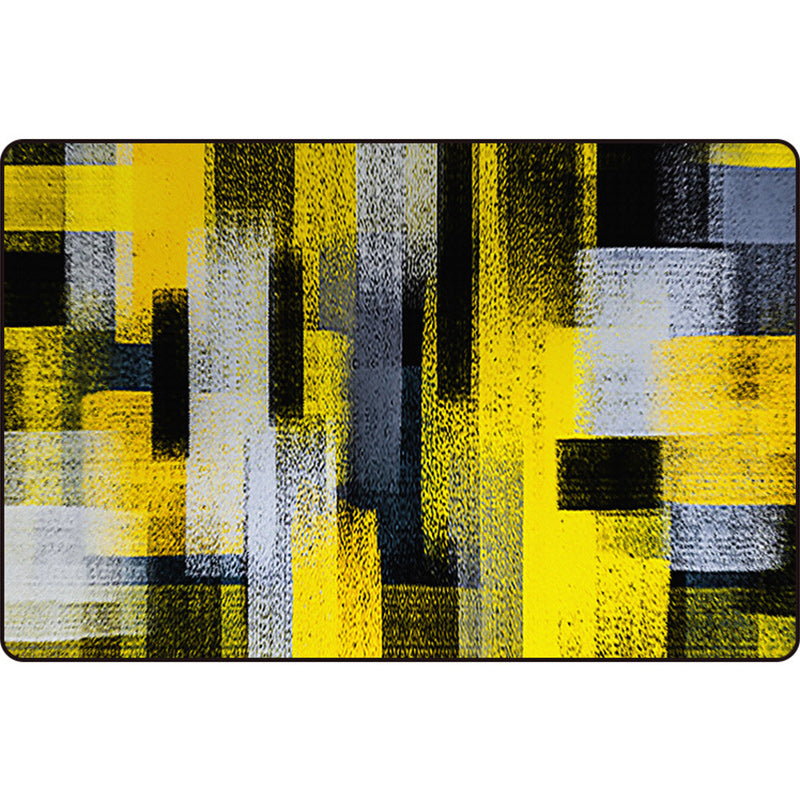 Zwart en Geel Slaapkamer Tapijt Modern Abstract Schilderij Patroon Vloerkleed Polyester Wasbaar Tapijt