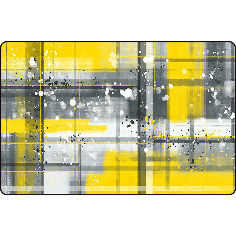 Zwart en Geel Slaapkamer Tapijt Modern Abstract Schilderij Patroon Vloerkleed Polyester Wasbaar Tapijt