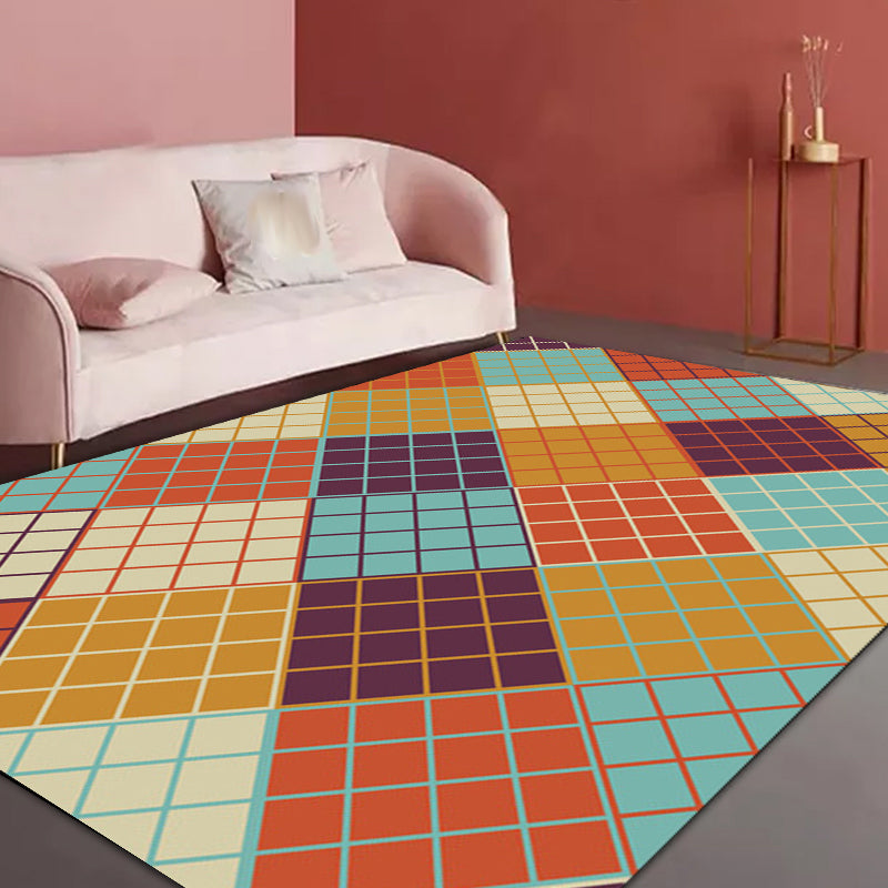 Scandinavisch Modern Vloerkleed Kleurrijk Gekruisd Patroon Vloerkleed Polyester Antislip Vloerkleed voor Thuisdecoratie