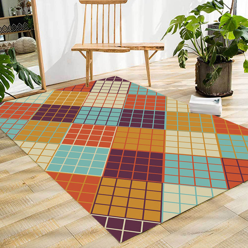 Scandinavisch Modern Vloerkleed Kleurrijk Gekruisd Patroon Vloerkleed Polyester Antislip Vloerkleed voor Thuisdecoratie