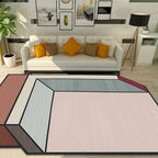 Nieuwigheid Woonkamer Irregulier Tapijt Roze Kleur Blokkubus Print Tapijt Polyester Vlekbestendig Tapijt