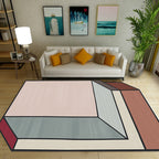 Nieuwigheid Woonkamer Irregulier Tapijt Roze Kleur Blokkubus Print Tapijt Polyester Vlekbestendig Tapijt