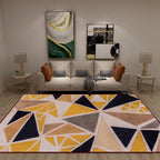 Minimalistisch modern tapijt in gele kleur box driehoek patroon tapijt polyester huisdiervriendelijk tapijt voor woningdecoratie