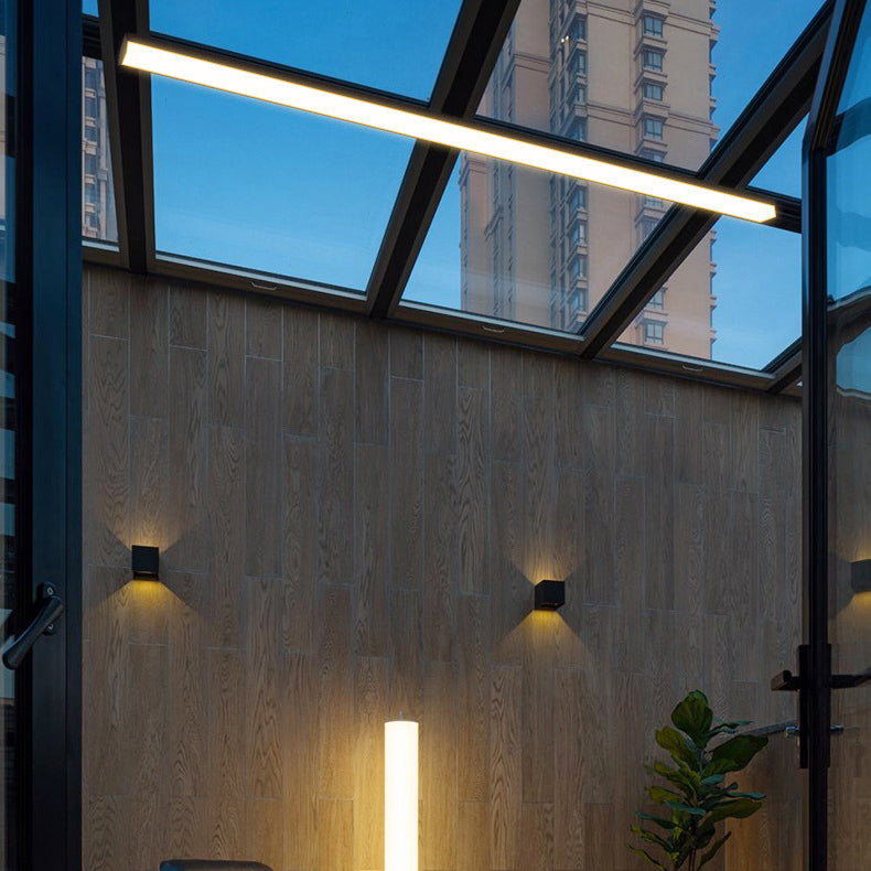 Moderne minimalistische lange rechthoekige Aluminium-PC-LED-inbouwplafondlamp voor buitenpatio