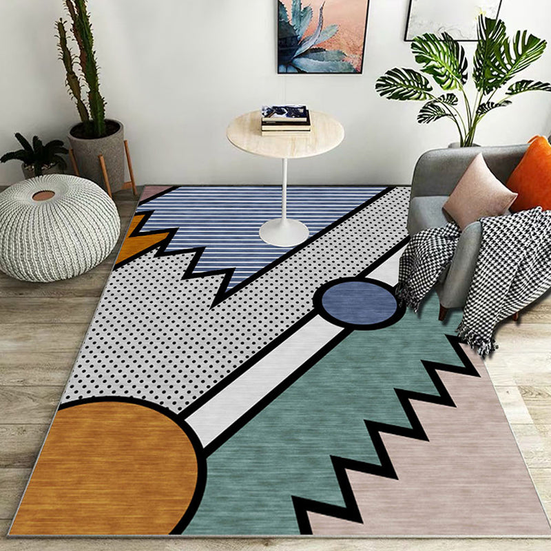 Stijlvol kleurblok geometrisch patroon tapijt polyester modernistisch tapijt huisdiervriendelijk antislip ondergrond tapijt voor de woonkamer
