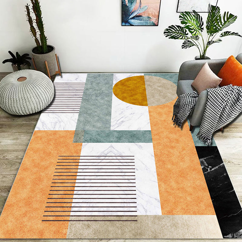 Stijlvol kleurblok geometrisch patroon tapijt polyester modernistisch tapijt huisdiervriendelijk antislip ondergrond tapijt voor de woonkamer