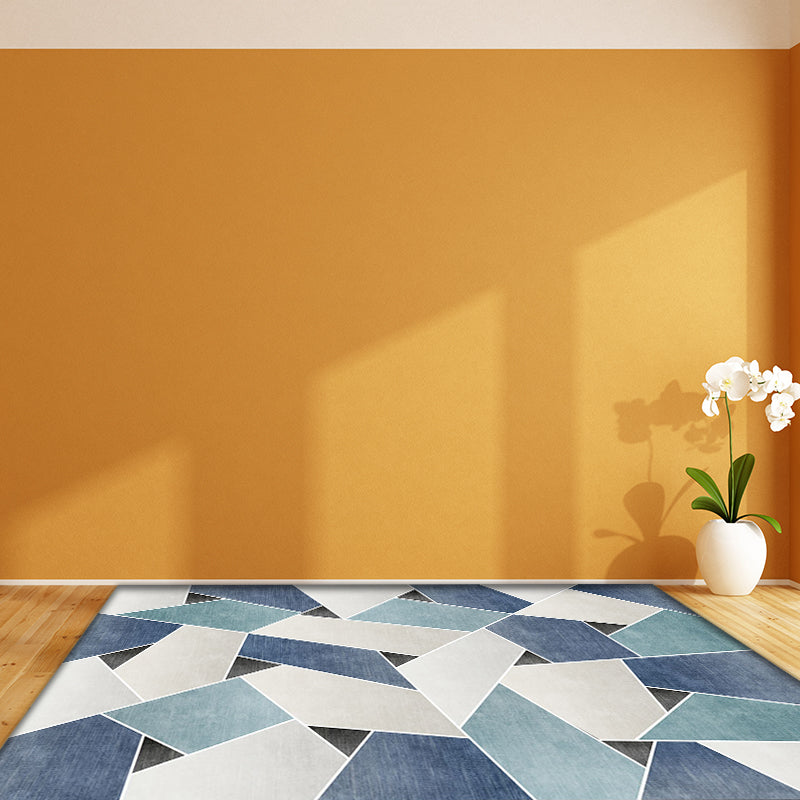Uniek geometrisch patroon tapijt Blauw en Groen Modern tapijt Polyester Wasbaar Huisdierenvriendelijk antislip tapijt voor de woonkamer