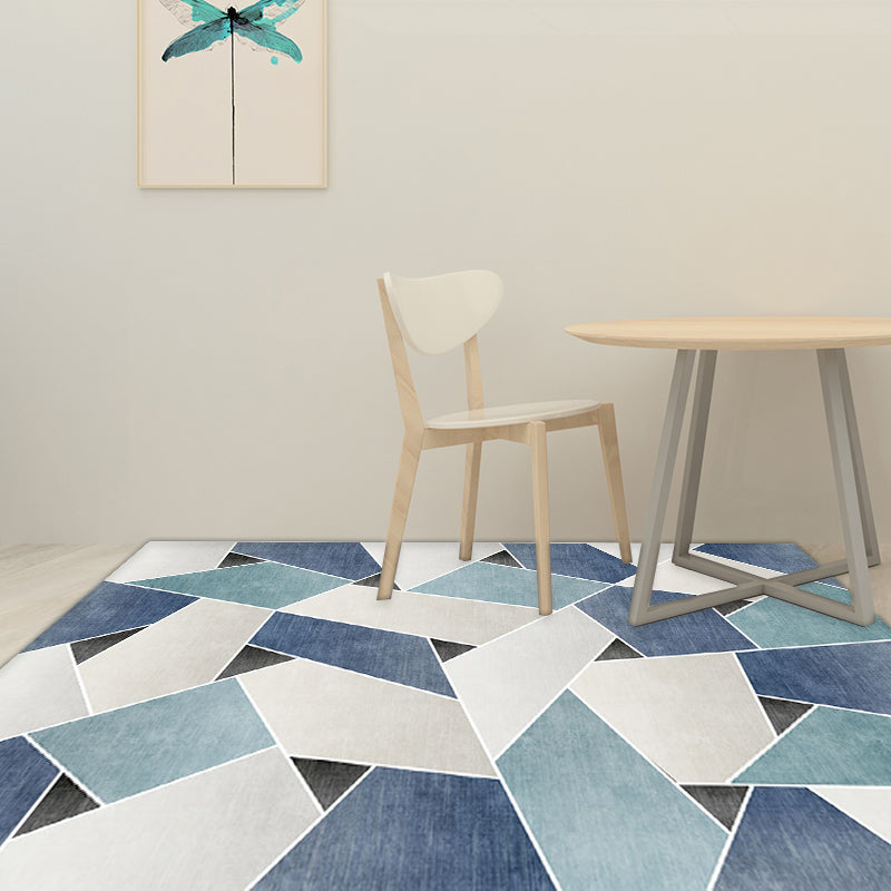 Uniek geometrisch patroon tapijt Blauw en Groen Modern tapijt Polyester Wasbaar Huisdierenvriendelijk antislip tapijt voor de woonkamer