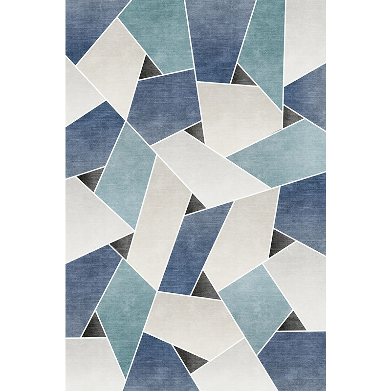Uniek geometrisch patroon tapijt Blauw en Groen Modern tapijt Polyester Wasbaar Huisdierenvriendelijk antislip tapijt voor de woonkamer