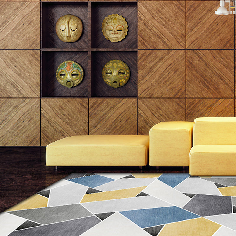 Uniek geometrisch patroon tapijt Blauw en Groen Modern tapijt Polyester Wasbaar Huisdierenvriendelijk antislip tapijt voor de woonkamer