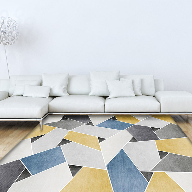 Uniek geometrisch patroon tapijt Blauw en Groen Modern tapijt Polyester Wasbaar Huisdierenvriendelijk antislip tapijt voor de woonkamer