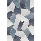 Uniek geometrisch patroon tapijt Blauw en Groen Modern tapijt Polyester Wasbaar Huisdierenvriendelijk antislip tapijt voor de woonkamer