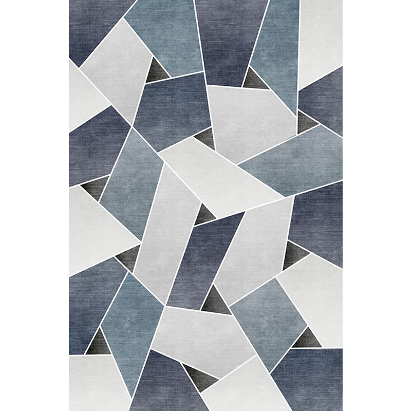 Uniek geometrisch patroon tapijt Blauw en Groen Modern tapijt Polyester Wasbaar Huisdierenvriendelijk antislip tapijt voor de woonkamer