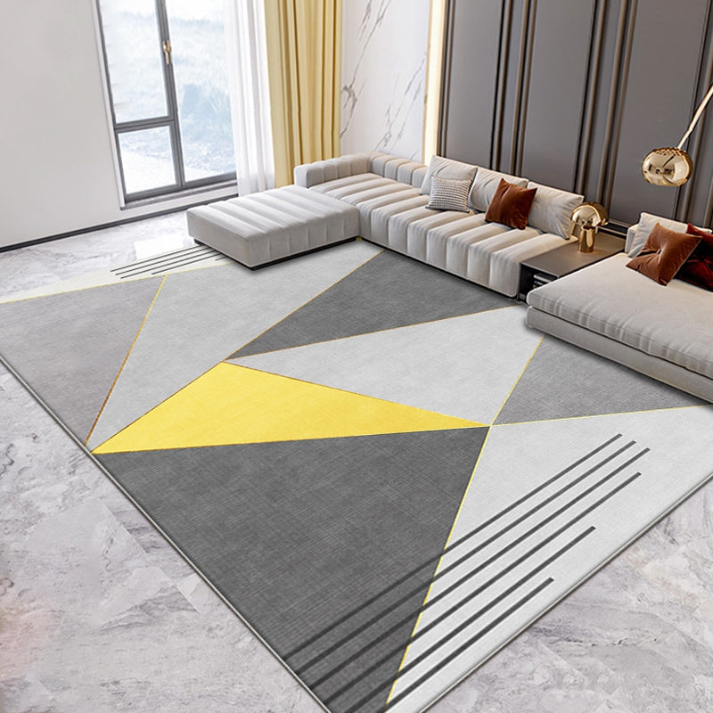 Nieuwe geometrische patroon tapijt geel en grijs modern tapijt polyester wasbaar huisdiervriendelijk antislip tapijt voor de woonkamer
