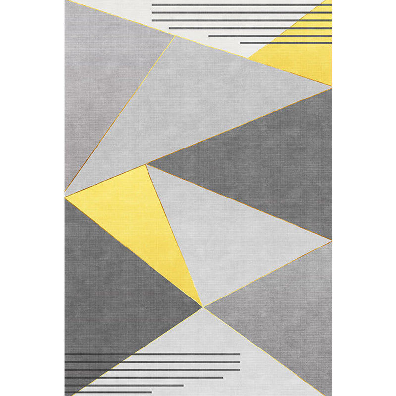 Nieuwe geometrische patroon tapijt geel en grijs modern tapijt polyester wasbaar huisdiervriendelijk antislip tapijt voor de woonkamer
