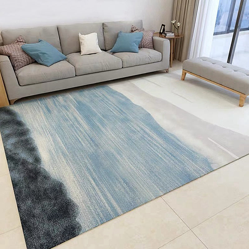 Grijs en Blauwe Modernistische Tapijt Polyester Abstract Tapijt Huisdiervriendelijk Wasbaar Antislip Rug voor de Woonkamer