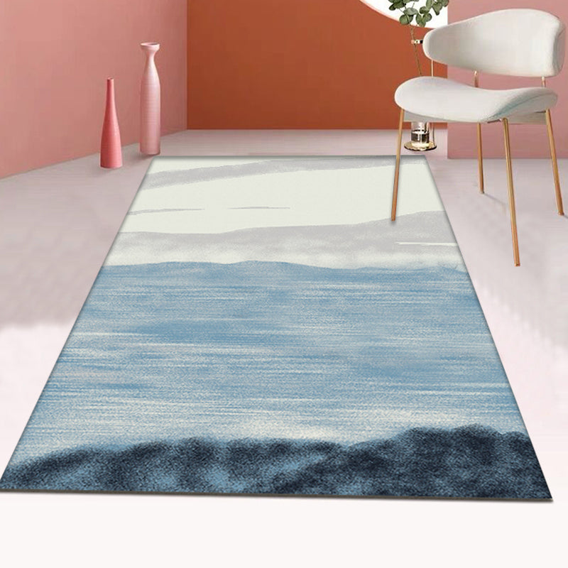 Grijs en Blauwe Modernistische Tapijt Polyester Abstract Tapijt Huisdiervriendelijk Wasbaar Antislip Rug voor de Woonkamer
