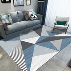 Blauw en Grijs Modernistisch Tapijt Polyester Geometrisch en Gestreept Patroon Tapijt Huisdiervriendelijk Wasbaar Antislip Mat Tapijt voor de Woonkamer