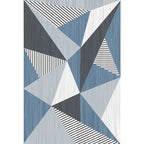 Blauw en Grijs Modernistisch Tapijt Polyester Geometrisch en Gestreept Patroon Tapijt Huisdiervriendelijk Wasbaar Antislip Mat Tapijt voor de Woonkamer