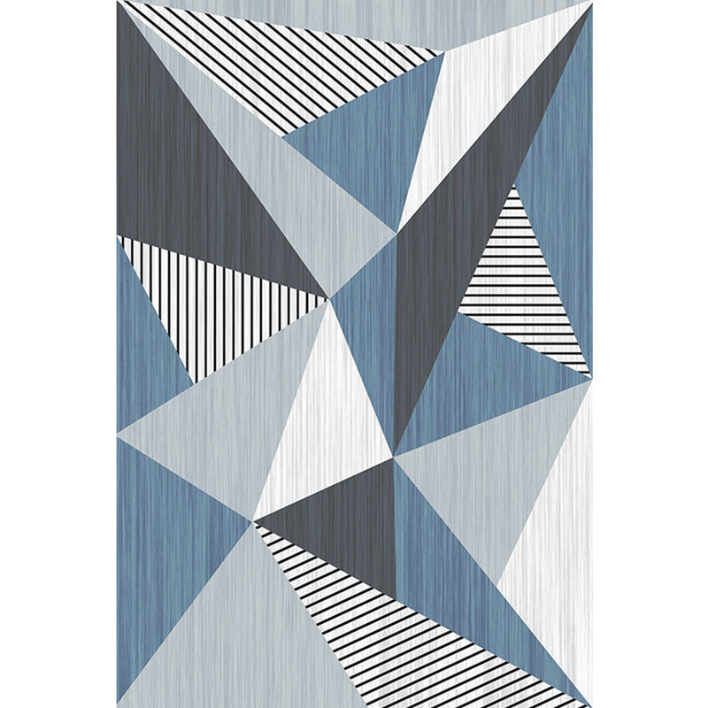 Blauw en Grijs Modernistisch Tapijt Polyester Geometrisch en Gestreept Patroon Tapijt Huisdiervriendelijk Wasbaar Antislip Mat Tapijt voor de Woonkamer