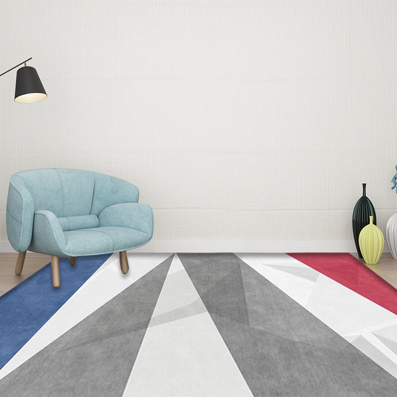 Grijs en Blauw Moderne Vloerkleed Polyester Kleurblok Vloerkleed Huisdiervriendelijk Wasbaar Antislip Achterkant Tapijt voor de Woonkamer