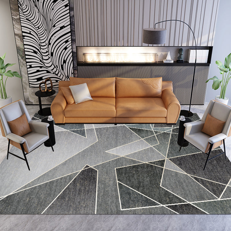 Uniek meerkleurig gestreept tapijt met geometrische print gemaakt van polyester Modern tapijt Huisdier-vriendelijk antislip achterkant Tapijt voor de slaapkamer