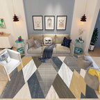 Uniek meerkleurig gestreept tapijt met geometrische print gemaakt van polyester Modern tapijt Huisdier-vriendelijk antislip achterkant Tapijt voor de slaapkamer