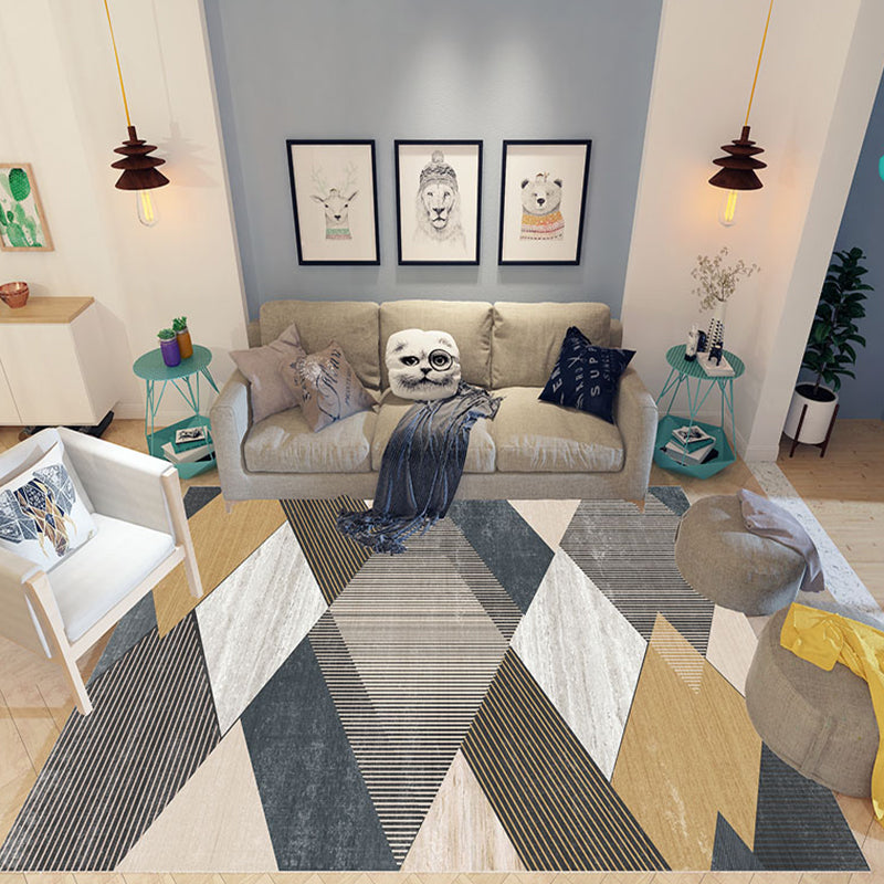 Uniek meerkleurig gestreept tapijt met geometrische print gemaakt van polyester Modern tapijt Huisdier-vriendelijk antislip achterkant Tapijt voor de slaapkamer