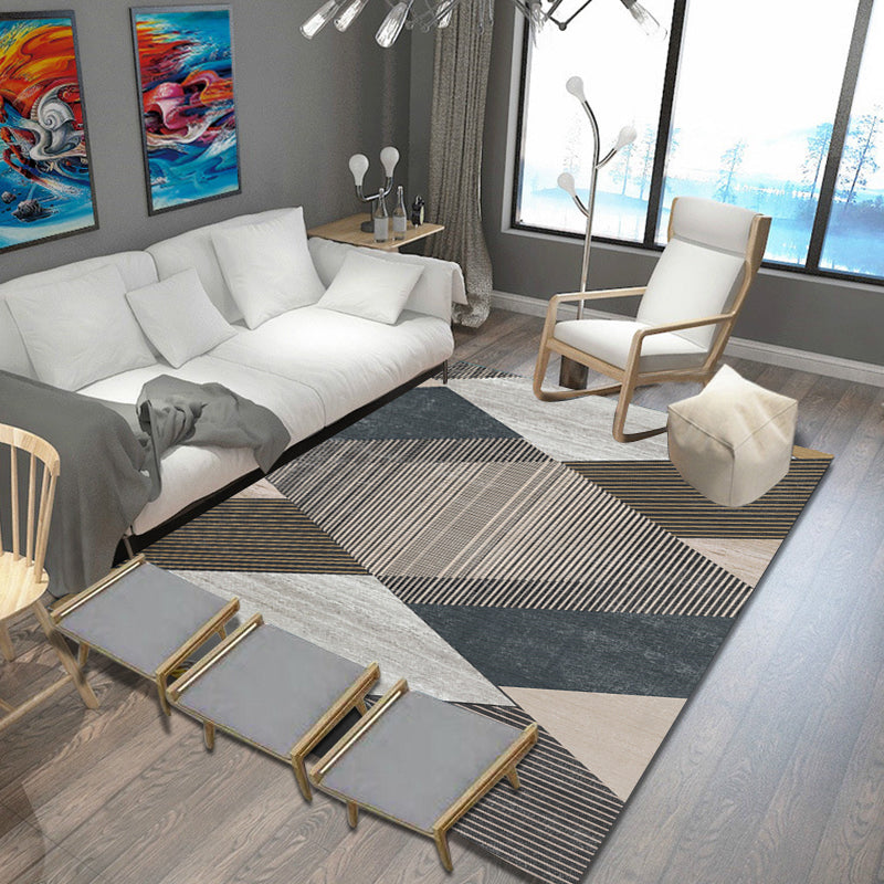 Uniek meerkleurig gestreept tapijt met geometrische print gemaakt van polyester Modern tapijt Huisdier-vriendelijk antislip achterkant Tapijt voor de slaapkamer