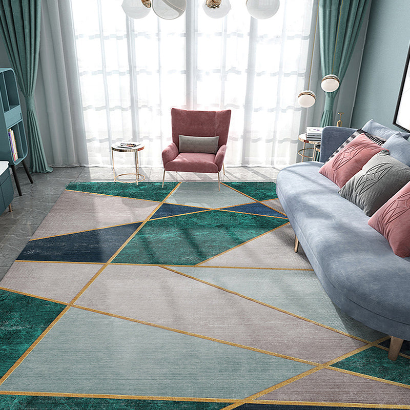 Uniek meerkleurig gestreept tapijt met geometrische print gemaakt van polyester Modern tapijt Huisdier-vriendelijk antislip achterkant Tapijt voor de slaapkamer