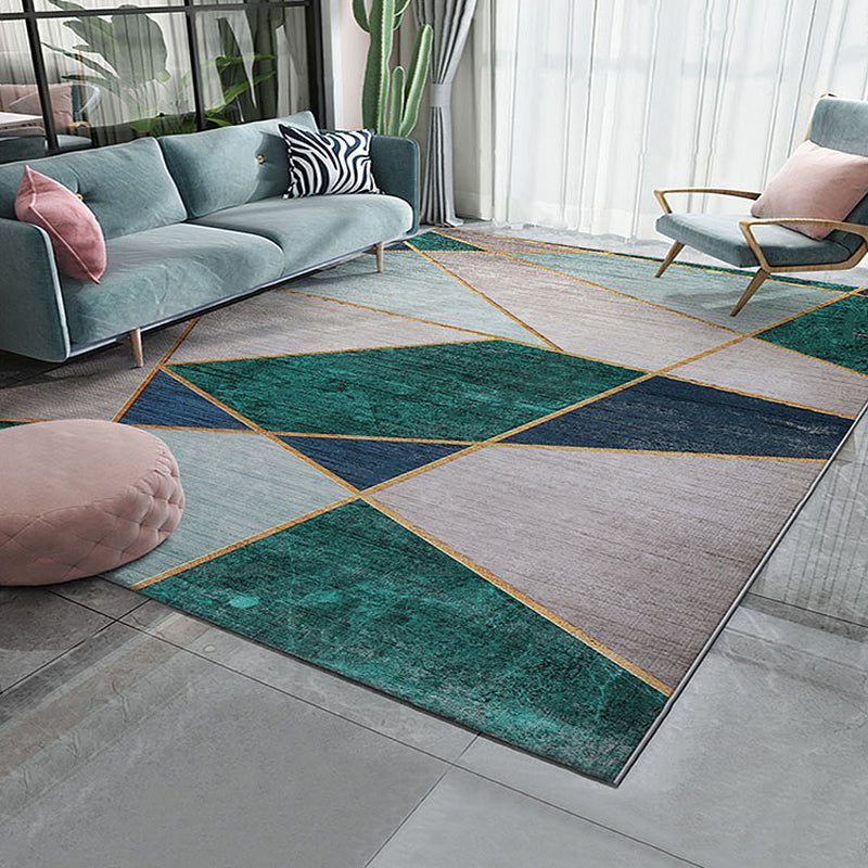 Uniek meerkleurig gestreept tapijt met geometrische print gemaakt van polyester Modern tapijt Huisdier-vriendelijk antislip achterkant Tapijt voor de slaapkamer