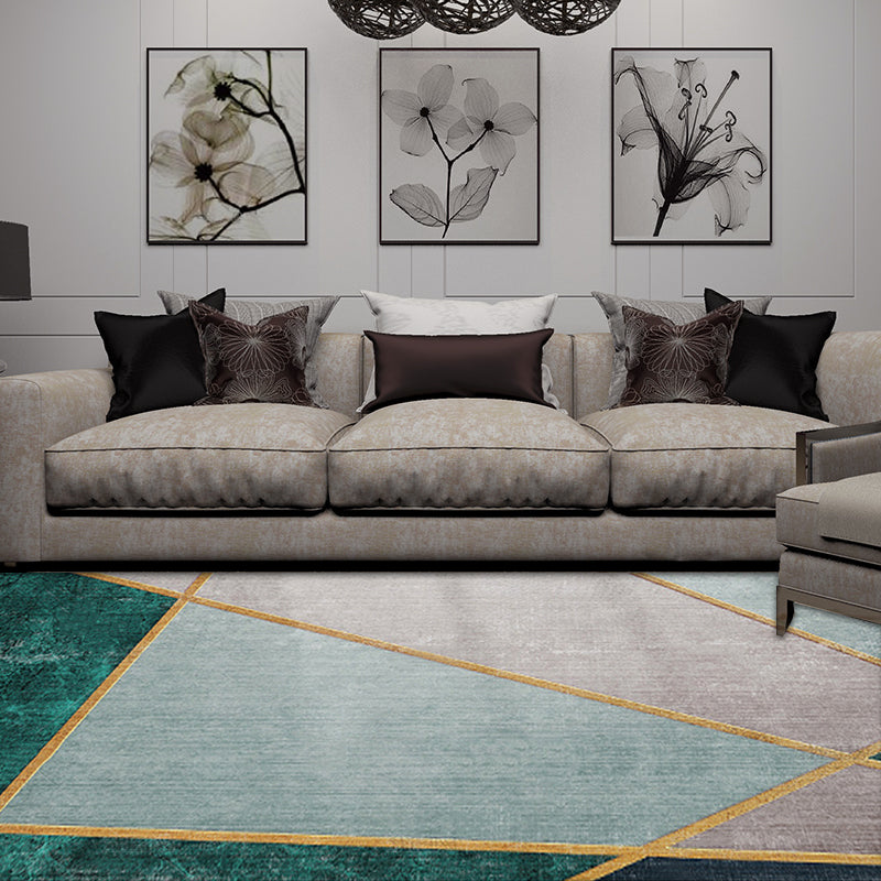 Uniek meerkleurig gestreept tapijt met geometrische print gemaakt van polyester Modern tapijt Huisdier-vriendelijk antislip achterkant Tapijt voor de slaapkamer