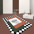 Oranje en Groene Modernisme Tapijt Polyester Figuur en Geometrisch Patroon Tapijt Huisdiervriendelijk Wasbaar Antislip Achterkant Tapijt voor Decoratie