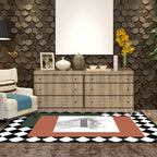 Oranje en Groene Modernisme Tapijt Polyester Figuur en Geometrisch Patroon Tapijt Huisdiervriendelijk Wasbaar Antislip Achterkant Tapijt voor Decoratie