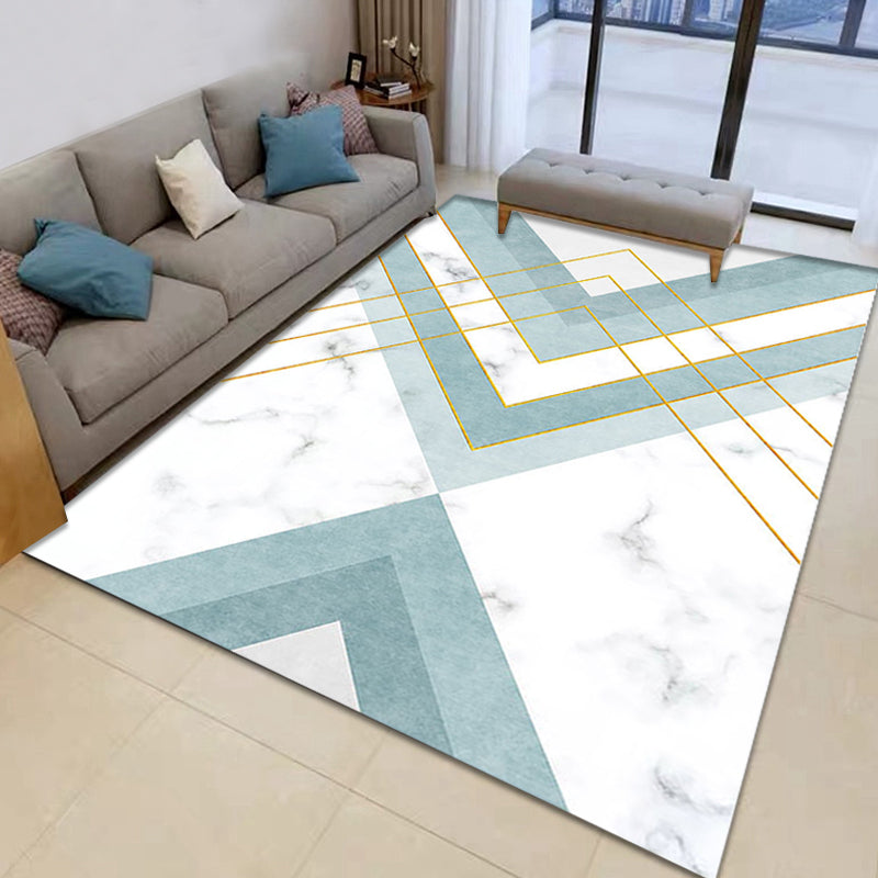 Noordse Geometrische Patroon Tapijt Groen en Roze Polyester Tapijt Wasbaar Huisdiervriendelijk Antislip Vloerkleed voor de Woonkamer