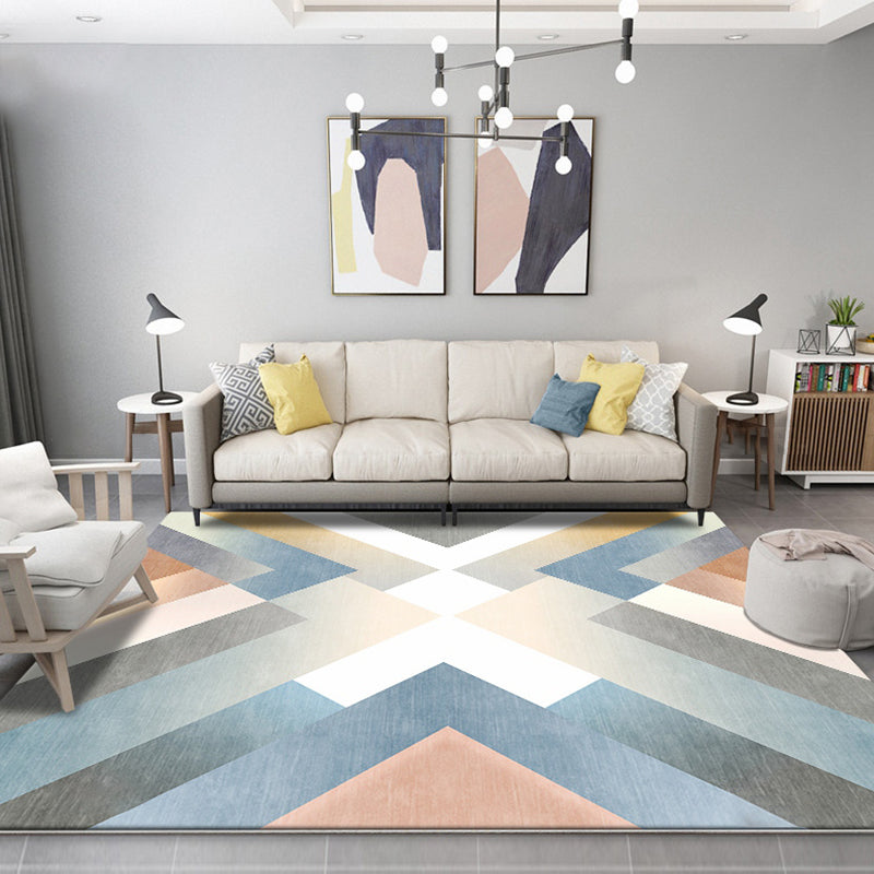 Multicolor eigentijdse tapijt polyester geometrisch patroon tapijt huisdiervriendelijk wasbaar antislip achterkant tapijt voor de woonkamer