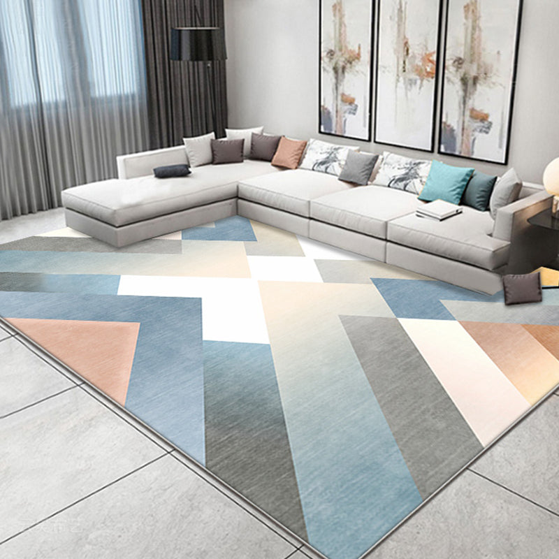 Multicolor eigentijdse tapijt polyester geometrisch patroon tapijt huisdiervriendelijk wasbaar antislip achterkant tapijt voor de woonkamer