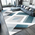 Uniek geometrisch patroon tapijt Blauw en Wit Moderne tapijt Polyester Wasbaar Huisdiervriendelijk Antislip tapijt voor de woonkamer
