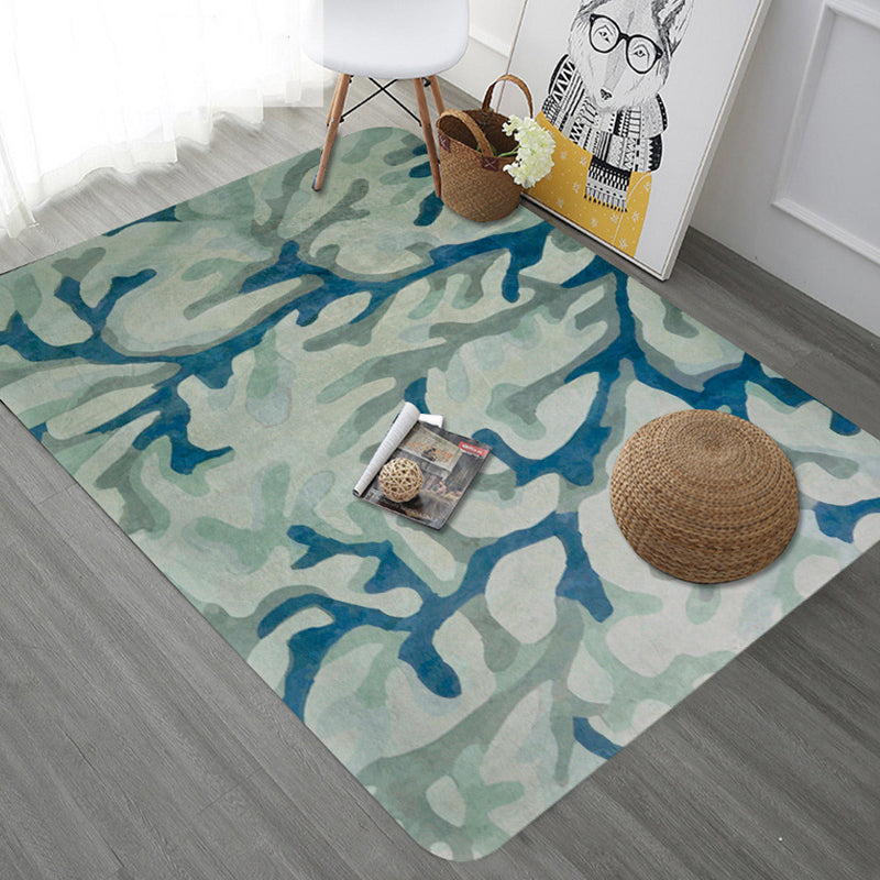 Blauw Modernisme Tapijt Polyester Takpatroon Tapijt Huisdiervriendelijk Machinewasbaar Antislip Achtergrond Tapijt voor Decoratie