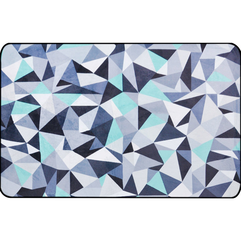 Funky Geometrisch Patroon Tapijt Blauw Modern Tapijt Polyester Wasbaar Huisdiervriendelijk Antislip Tapijt voor de Woonkamer