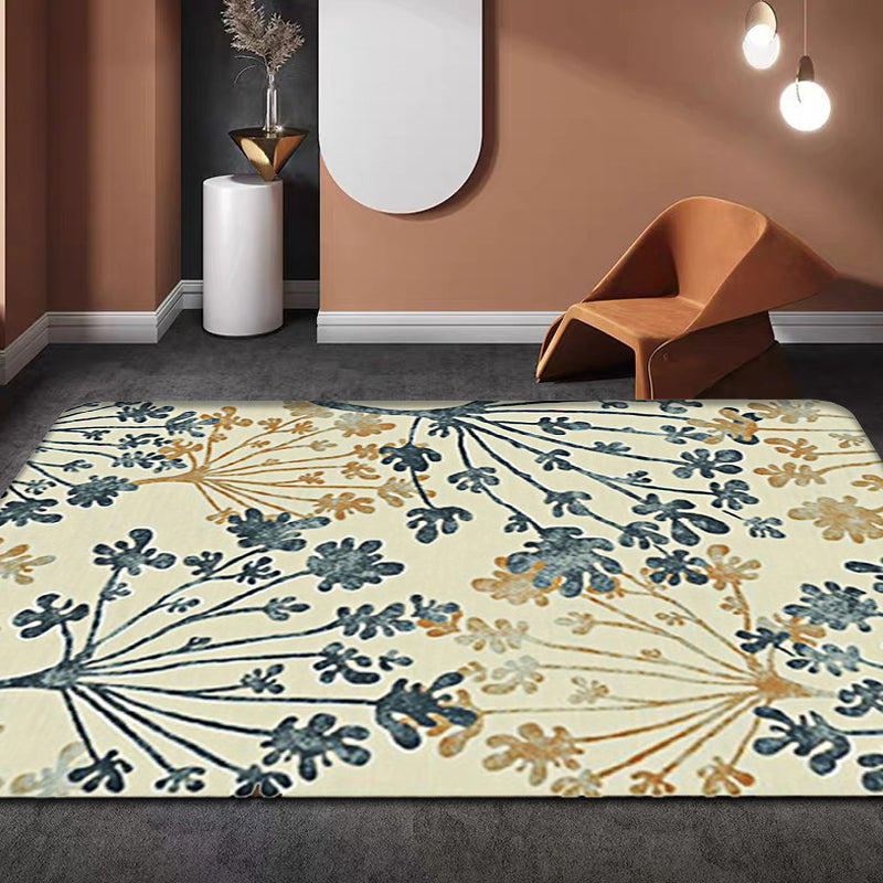 Moderne bladerenpatroon tapijt Groen en Beige Polyester tapijt Wasbaar Huisdier vriendelijk Antislip tapijt voor de woonkamer