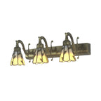3 Koppen Blad Vanity Light Rustieke Loft Glazen Makeup Spiegel Licht met Lineaire Achterplaat in Koper/Antiek Messing/Goud | Avosian
