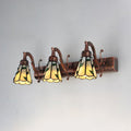3 Koppen Blad Vanity Light Rustieke Loft Glazen Makeup Spiegel Licht met Lineaire Achterplaat in Koper/Antiek Messing/Goud | Avosian