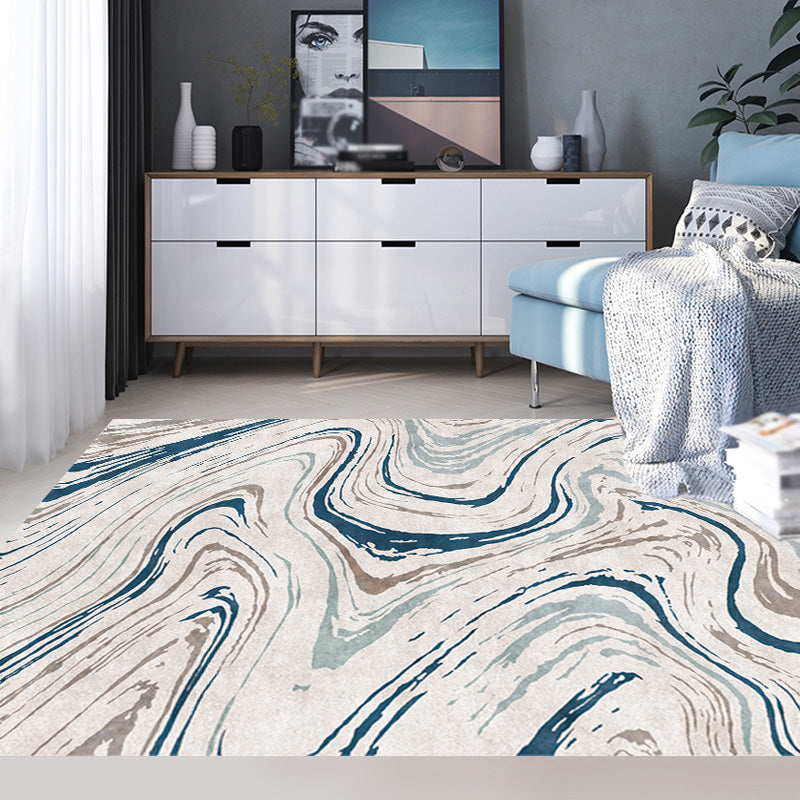 Stijlvolle Modernisme Tapijt Multicolor Aquarel en Draai Gestreept Patroon Tapijt Huisdiervriendelijk Antislip Wasbaar Tapijt voor Decoratie