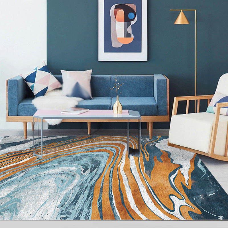 Stijlvolle Modernisme Tapijt Multicolor Aquarel en Draai Gestreept Patroon Tapijt Huisdiervriendelijk Antislip Wasbaar Tapijt voor Decoratie