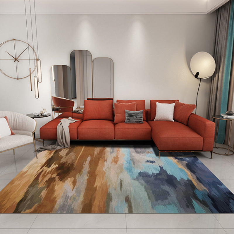 Stijlvolle Modernisme Tapijt Multicolor Aquarel en Draai Gestreept Patroon Tapijt Huisdiervriendelijk Antislip Wasbaar Tapijt voor Decoratie