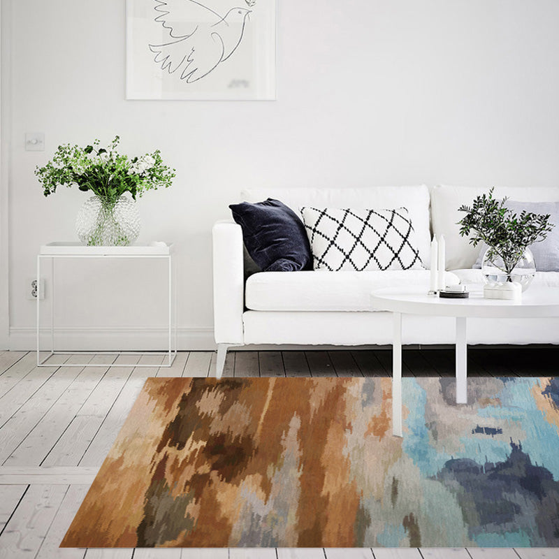 Stijlvolle Modernisme Tapijt Multicolor Aquarel en Draai Gestreept Patroon Tapijt Huisdiervriendelijk Antislip Wasbaar Tapijt voor Decoratie