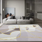 Nieuwe Abstracte Tapijt Grijs en Khaki Polyester Tapijt Wasbaar Huisdier Vriendelijk Antislip Tapijt voor de Woonkamer